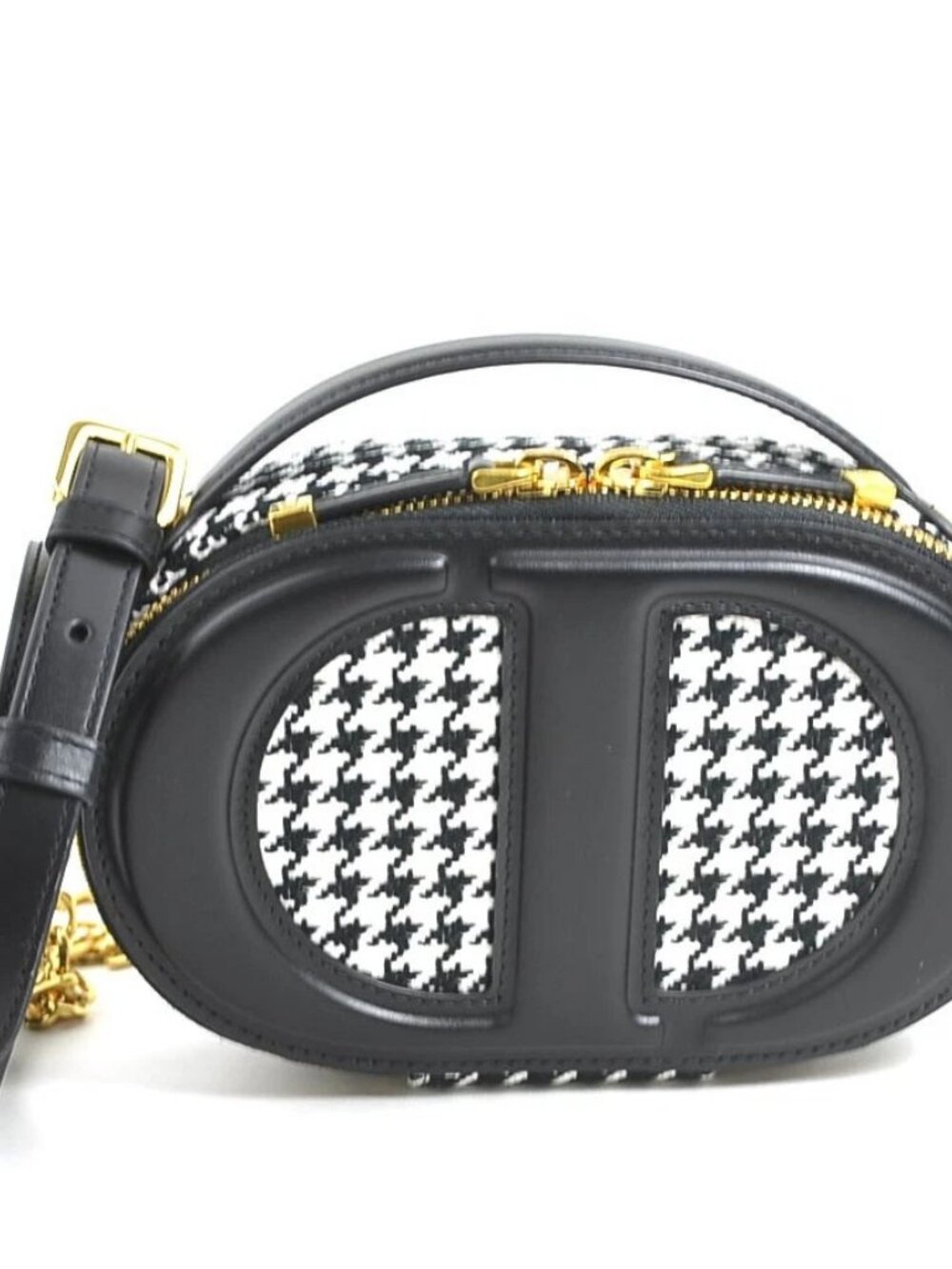 Christian Dior Oval Camera Bag Crossbody Shoulder Bag Black/White